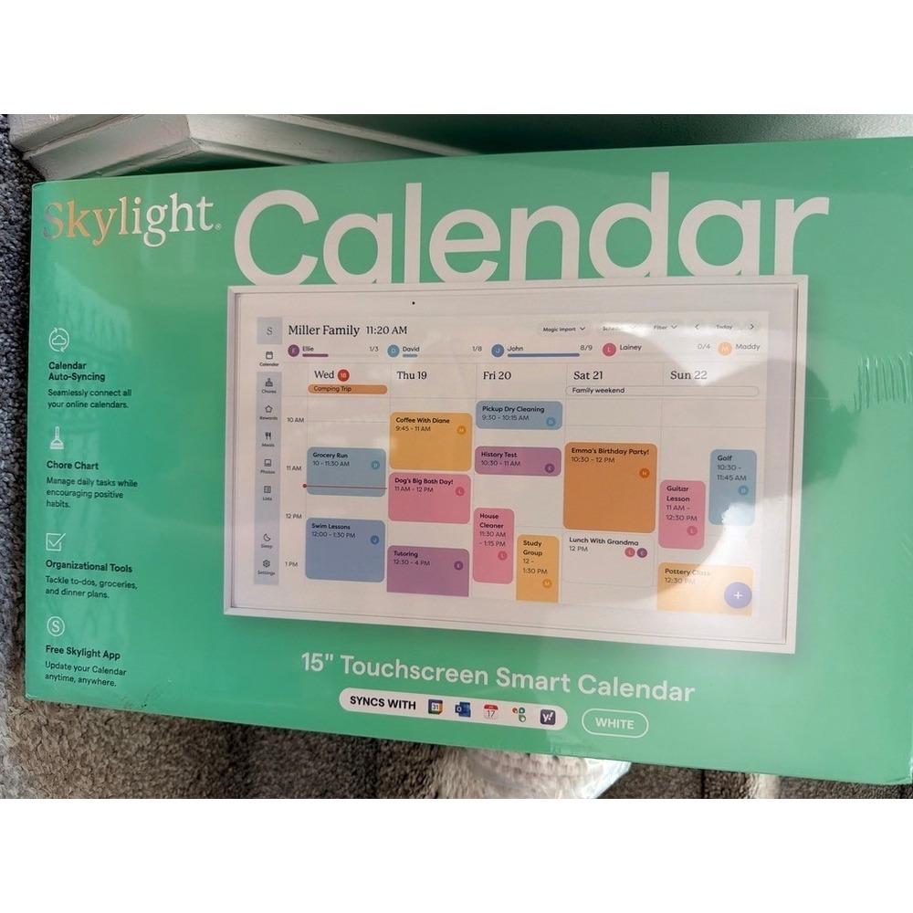 Skylight 15" Touchscreen Smart Calendar White Family Organizer NWT NEW